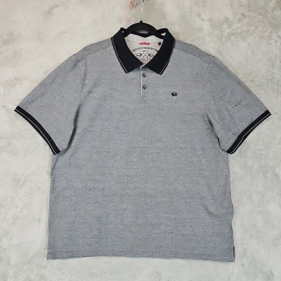 Buffalo David Bitton Polo Shirt Mens XXL Heather Gray/Black Trim Short Sleeve - Picture 1 of 9